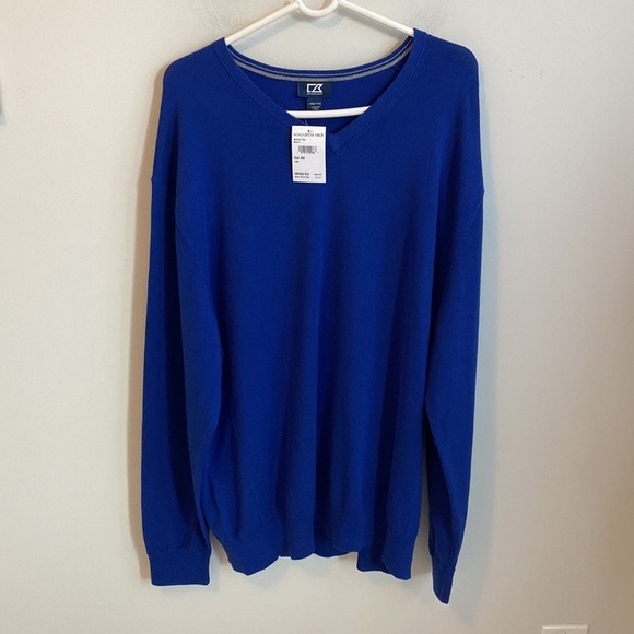 Cutter & Buck Lakemont V Neck Sweater Bolt Blue - Picture 2 of 6